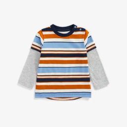 Mothercare Kids Multicolor Cotton Striped Full Sleeves T-Shirt-image-34