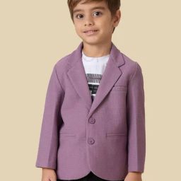 Kids Island Boys Purple Printed Regular Fit Blazer with T-Shirt-37