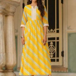 SCAKHI Yellow Striped Maxi Dress-image-58