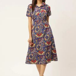 Cottinfab Multicolor Printed A Line Dress-picture-14