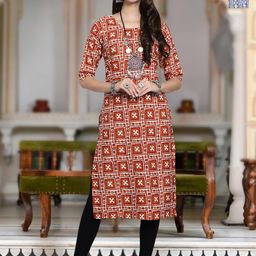 Moda Rapido Selection Of 2 Geometric Printed Round Neck Straight Kurta-image-7