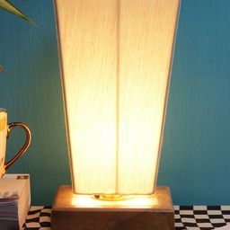 Devansh Off-White & Brown Solid Pyramid Column Lamp image 3