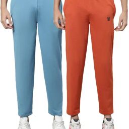 Vimal Jonney Blue & Rust Cotton Lounge Pants - Pack of 2-image-92