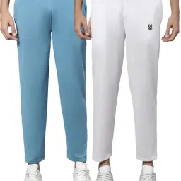 Vimal Jonney Blue & White Cotton Lounge Pants - Pack of 2-image-82