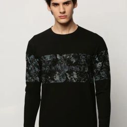 SHOWOFF Black Slim Fit Printed Sweatshirt-image-67