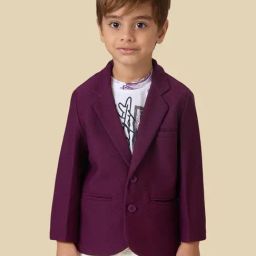 Kids Island Boys Maroon Printed Regular Fit Blazer with T-Shirt-image-13