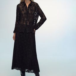 LULU & SKY Pleated Semi-Sheer A-line Midi Skirt-picture-6