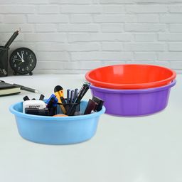 Kuber Industries Purple & Red Pack of 3 Multipurpose Storage Organizer Tub-28