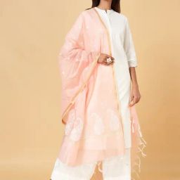 Rangmanch by Pantaloons Peach Embroidered Dupatta-picture-23