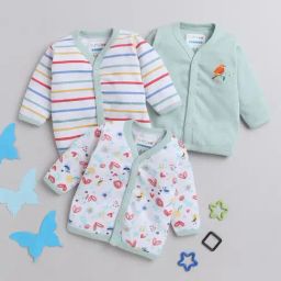 Bumzee Kids Mint Green & White Printed Full Sleeves Jhablas (Pack Of 3)-image-34