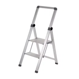 RS PRO 2 Tread Aluminium Steps 450mm Platform Height, Silver, 2595112-15