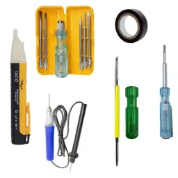 Hillgrove 90-1000 V Electrical Non Contact Voltage Tester, Electrical Tape, 5-in-1 Screwdriver Kit, Line Tester, Continuity Tester & 2-in-1 Screwdriver Combo, HGCM433M1-13