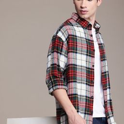 WROGN Oversized Fit Tartan Checks Opaque Flannel Casual Shirt-image-56