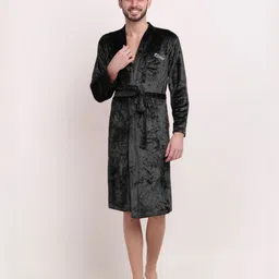 KLOTTHE Self Design Wool Bath Robe With Belt-picture-39
