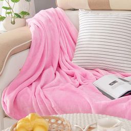 BSB HOME Micromink Pompom Fringe Summer Single Blanket -Soft Comfortable Breathable & Multi-Purpose-Pink image 4