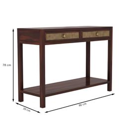 generic SarweshwarTrade Sheesham Wood Console Table with 2 Drawer and Bottom Shelf Storage Wooden Hallway Furniture for Living Room and Home (Walnut Finish) image 2