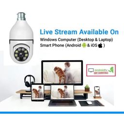 DIVINE Wireless WiFi E27 Bulb Holder Security Camera with Night Vision for Home/Office/Warehouse, V380 App for Remote Live Viewing Security Camera - 1080P (DSC-96) image 5