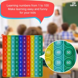 tekme Educational Big Size Pop It Fidget Toys, 1 to 100 Numbers Pop It Toy for Kids, Push Pop Bubble Fidget Sensory Toy, Learning Pop It Toys for Toddlers, Rainbow Square Pop It Toy image 4