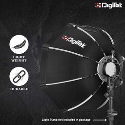 digitek DIGITEK® (DSBH-055) 55cm Octa Soft Box Kit with S2 Type Bracket, 2 White Diffuser, Silver Particle Baffle & Collapsible Nylon Cover, Compatible with All Speedlights (Carry Case Included) image 2