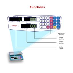 Eagle Counting & Price Computing Weight Machine with 40 kg Capacity for Grocery, Supermarkets, Bakery & Meat Shops, Dual Display, Numeric Keypad,Rechargeable Battery & Tare Function (Blue, EPC-200) image 3