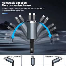 jynor 4-in-1 Retractable Car Charger – 120W Super Fast Charging Accessory, Compatible with iPhone & Type-C Devices | Compact, Tangle-Free Design for On-The-Go Power image 4