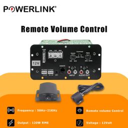 Powerlink 12V, 120W RMS Pure Bass Car Mono Amplifier For Basstube, SubWoofer Enclosure And Subwoofer Kit, Monoblock, Class AB, MOSFET Power Amplifier With Line Control Volume Adjuster image 3