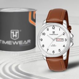 timewear Analog New Track Number Dial Day Date Functioning Leather Strap Watch for Men image 3