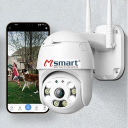 machsmart Machsmart® Ultra HD Security Camera, WiFi Camera, Auto Tracking & Light Alarm Floodlight & Colour Night Vision, Two-Way Audio, Plug-in Cable, Original Adapter by Leading Security System Supplier image 1