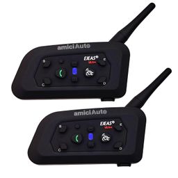 amiciAuto Ejeas V6 Pro Helmet Bluetooth Intercom for 6 Riders, Headphone with Mic for Motorcycle Riders Communication (Double Unit) image 1
