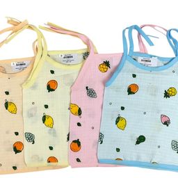 Tiny & Todd Pure Muslin Multi-Colored Fruit Assorted Knot Jhablas - 0-3 Months Pack of 3 image 1