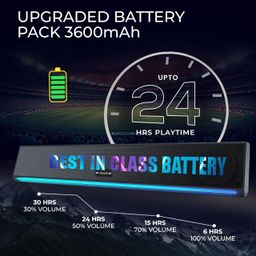 E GATE C222 | 24W Soundbar Bluetooth Speaker, Dual Drivers + Dual Passive Radiators for 2X Bass, Ambient RGB Light, Upto 9 Hrs Backup, Call Function, TWS, AUX, USB, mSD and FM - eGate Sound bar image 4