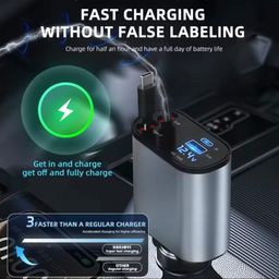 jynor 4-in-1 Retractable Car Charger – 120W Super Fast Charging Accessory, Compatible with iPhone & Type-C Devices | Compact, Tangle-Free Design for On-The-Go Power image 5