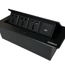 audiovan Tech Conference Table Connectivity Box,Interconnection Boxes,Cable Connection Box Office Table Socket with 3 Power Socket 2 USB 18 WATT A + C TYPE image 1
