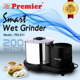Premier Smart 200w Wet Grinder 2 LTR 230v Pg-512 with Coconut Scrapper and Dough Kneader Attachment, Easy Maintenance & Functional, Versatile Grinder image 2