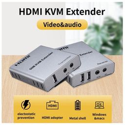XIKKART HDMI Extender 60m with KVM Audio Output IR Control Support USB Mouse and Keyboard Extension Over Cat5e/Cat6 Cable, 1080p Resolution, Black image 2