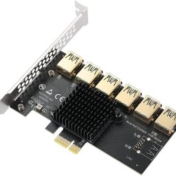 Etzin PCI-E 1 to 6 Riser Card,PCI-E 1X to 6 PCI-E USB3.0 Adapter Multiplier Card,PCI Express Riser Card for Bitcoin Mining (PCIe1 x 6-USB3.0) image 1