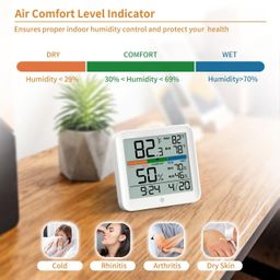 Real Instruments Digital Hygrometer Thermometer HT-54 Temperature & Humidity Monitoring Weather Station Room Climate Indicator With Calibration Touchable Night Light Comfort Display MAX/MIN Data Sets image 5