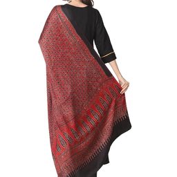 dupatta bazaar Women's Maroon Modal Silk Handblock Printed Ajrakh Dupatta, Free Size image 4