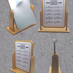 generic Wooden Tabletop Makeup Mirror 360 Degree Portable Adjustable Table Desk Mirror for Optical Shop with Reading Chart image 1