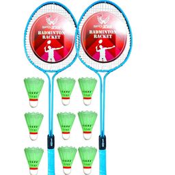spo-zone Double Shaft Badminton-Racket, Set of 2 Combo with 9 Pieces Plastic Shuttlecocks with Badminton Net image 2