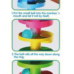 Sukan Tex Ramp Roll Ball Toy with 5 Layer Ball Drop and Roll Swirling Tower for Toddler Rattle Balls Monkey Face at The Top Suitable for Kids (1-3 Year) image 3