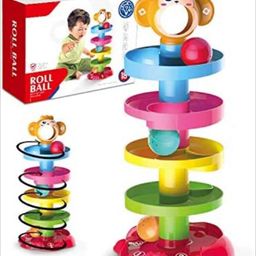 Sukan Tex Ramp Roll Ball Toy with 5 Layer Ball Drop and Roll Swirling Tower for Toddler Rattle Balls Monkey Face at The Top Suitable for Kids (1-3 Year) image 2