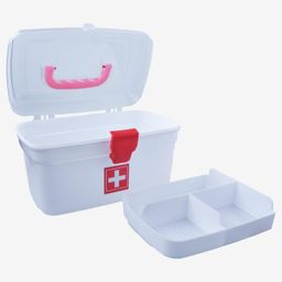 COOFANDY Medical Box, First Aid Empty Medicine Storage Box | Organizer | Attached Handle | Family Emergency Kit | Detachable Tray | Easily Accessible with a Transparent Lockable Lid | White image 2