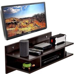 Generic Wooden Setup Box Stand - Rectangular Tiered Shelf - Minimalist Style - Wall Mount - 1 Shelf image 1