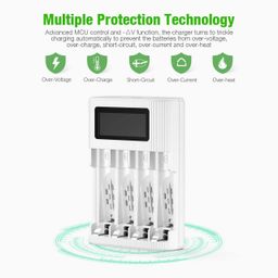 EBL 4-Bay Smart Battery Charger for AA & AAA Ni-MH Batteries | LCD Display | Dual Input (Type-C & Micro USB) | Fast & Independent Charging image 5