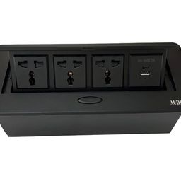 audiovan Tech Conference Table Connectivity Box,Interconnection Boxes,Cable Connection Box Office Table Socket with 3 Power Socket 2 USB 18 WATT A + C TYPE image 2