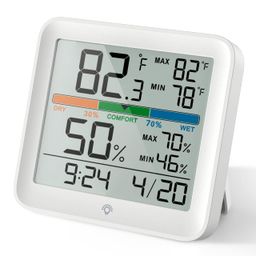 Real Instruments Digital Hygrometer Thermometer HT-54 Temperature & Humidity Monitoring Weather Station Room Climate Indicator With Calibration Touchable Night Light Comfort Display MAX/MIN Data Sets image 1
