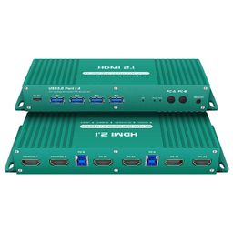 HDMI kvm Switch 1 Monitors 2 Computers edid Emulator 4k 60hz kvm Switch hdmi edid Clone 3440 * 1440 100hz 2560 * 1440 144hz USB3.0 Daoistek image 1