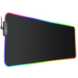 amazon basics RGB Light Gaming Mouse Pad Desk Mat for PC/Laptop | 11 Lighting Modes (7 Static & 4 Dynamic Modes) | Extended Keyboard Mouse Pad | Non-Slip Rubber Base | Embroidery Edges (Size - XL) image 3