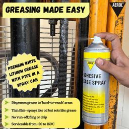 Aerol Adhesive Grease Spray, Grade 7000 (300g / 464ml) | White Lithium Grease fortified with PTFE | Lubricates under high temeperature, load & speed | Serviceable temperature -20 to 160°C image 5